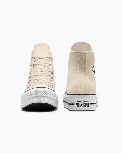 Converse Chuck Taylor All Star Lift Platform Women Canvas Shoes Beige White / Black NZ | C-48723959
