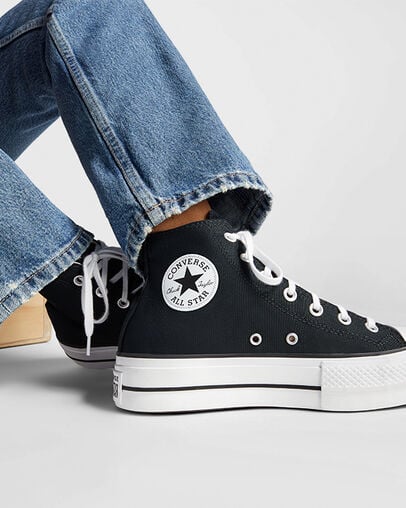 Converse Chuck Taylor All Star Lift Platform Women Canvas Shoes Black / White NZ | C-48739219