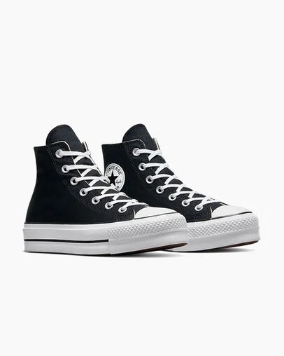 Converse Chuck Taylor All Star Lift Platform Women Canvas Shoes Black / White NZ | C-48739219