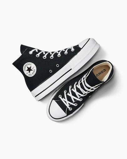 Converse Chuck Taylor All Star Lift Platform Women Canvas Shoes Black / White NZ | C-48739219