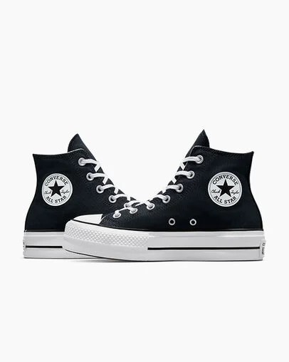 Converse Chuck Taylor All Star Lift Platform Women Canvas Shoes Black / White NZ | C-48739219