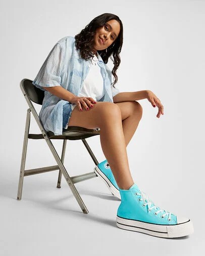 Converse Chuck Taylor All Star Lift Platform Women Canvas Shoes Blue / White / Black NZ | C-57360219