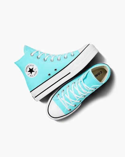 Converse Chuck Taylor All Star Lift Platform Women Canvas Shoes Blue / White / Black NZ | C-57360219
