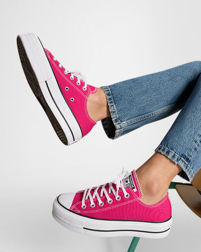 Converse Chuck Taylor All Star Lift Platform Women Canvas Shoes Pink / White / Black NZ | C-02783569