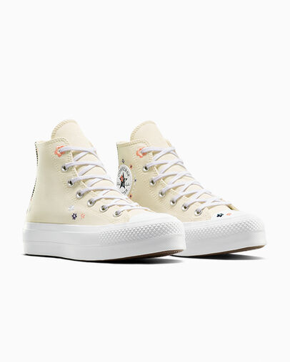 Converse Chuck Taylor All Star Lift Women Platform Shoes Light Beige / White / Coral NZ | C-87906259