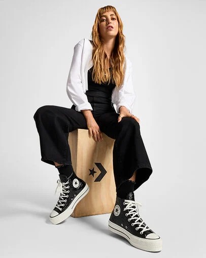 Converse Chuck Taylor All Star Lift Women Platform Shoes Black NZ | C-78452619