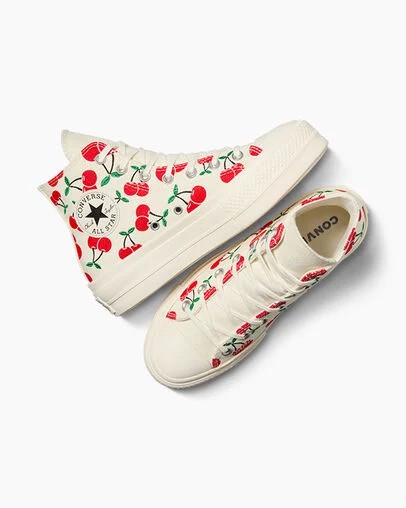 Converse Chuck Taylor All Star Lift Women Platform Shoes White / Red / Green NZ | C-24709839