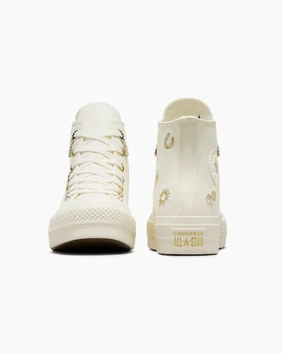 Converse Chuck Taylor All Star Lift Women Platform Shoes White / Gold / Silver NZ | C-56127389