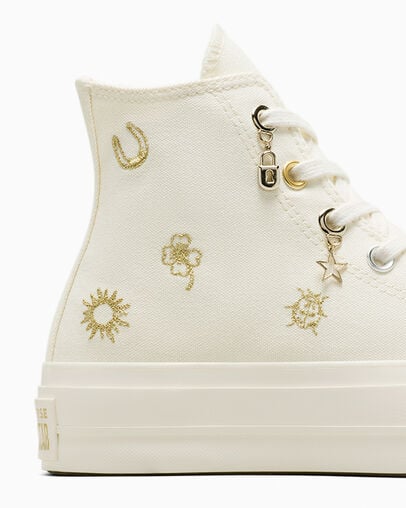 Converse Chuck Taylor All Star Lift Women Platform Shoes White / Gold / Silver NZ | C-56127389