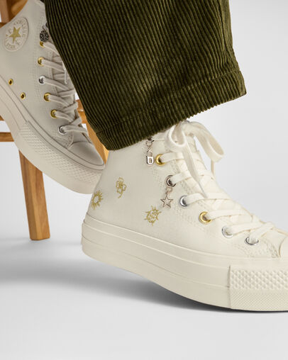 Converse Chuck Taylor All Star Lift Women Platform Shoes White / Gold / Silver NZ | C-56127389