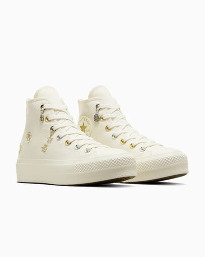 Converse Chuck Taylor All Star Lift Women Platform Shoes White / Gold / Silver NZ | C-56127389