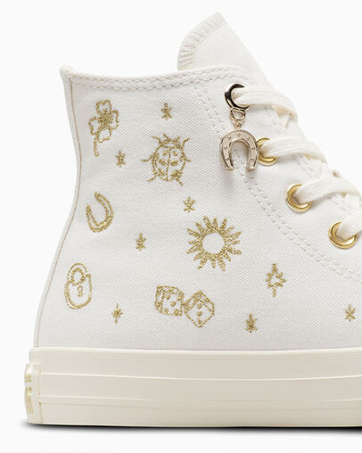 Converse Chuck Taylor All Star Luck Charms Women Sneakers White / Gold NZ | C-64197589