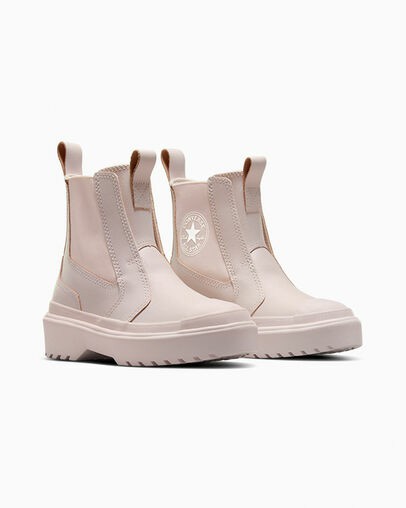 Converse Chuck Taylor All Star Lugged Leather Kids' Boots Pink / Pink NZ | C-58601429