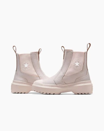 Converse Chuck Taylor All Star Lugged Leather Kids' Boots Pink / Pink NZ | C-58601429