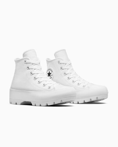 Converse Chuck Taylor All Star Lugged Leather Women Sneakers White / Black NZ | C-89213479