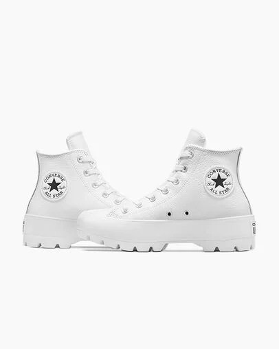 Converse Chuck Taylor All Star Lugged Leather Women Sneakers White / Black NZ | C-89213479