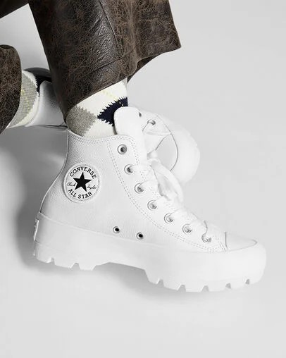 Converse Chuck Taylor All Star Lugged Leather Women Sneakers White / Black NZ | C-89213479
