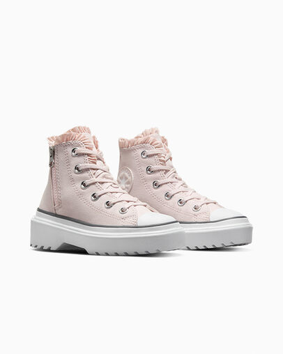 Converse Chuck Taylor All Star Lugged Lift Ruffles Kids' Sneakers Pink / White NZ | C-13967489