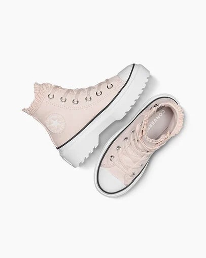Converse Chuck Taylor All Star Lugged Lift Ruffles Kids' Sneakers Pink / White NZ | C-13967489