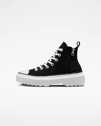 Converse Chuck Taylor All Star Lugged Lift Platform Kids' Canvas Shoes Black / White NZ | C-82039479