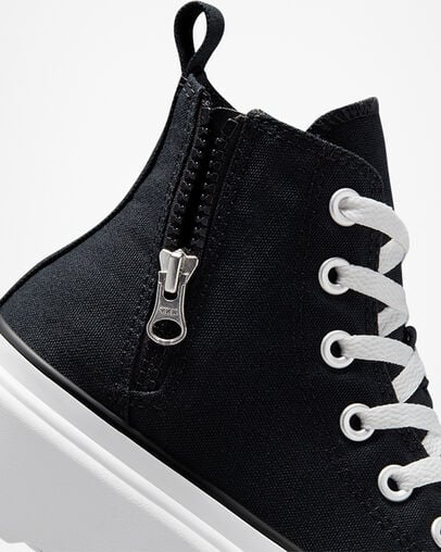 Converse Chuck Taylor All Star Lugged Lift Platform Kids' Canvas Shoes Black / White NZ | C-82039479