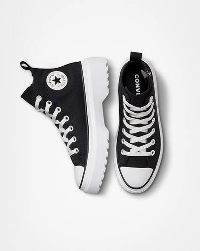 Converse Chuck Taylor All Star Lugged Lift Platform Kids' Canvas Shoes Black / White NZ | C-82039479