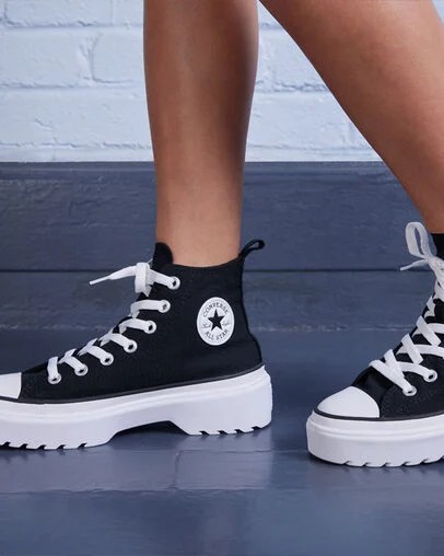 Converse Chuck Taylor All Star Lugged Lift Platform Kids' Canvas Shoes Black / White NZ | C-82039479