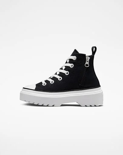 Converse Chuck Taylor All Star Lugged Lift Platform Kids' Canvas Shoes Black / White NZ | C-46792309