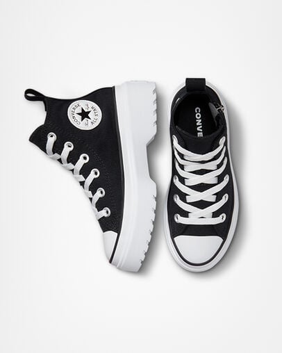 Converse Chuck Taylor All Star Lugged Lift Platform Kids' Canvas Shoes Black / White NZ | C-46792309