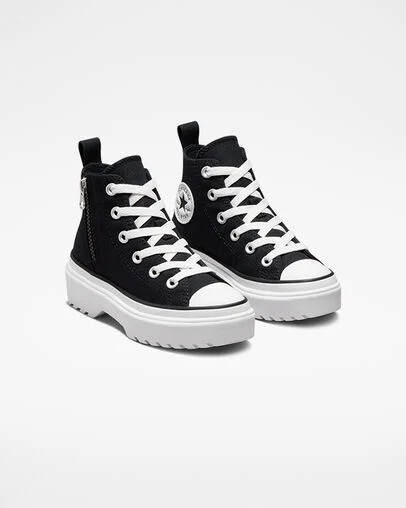Converse Chuck Taylor All Star Lugged Lift Platform Kids' Canvas Shoes Black / White NZ | C-46792309