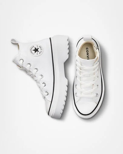Converse Chuck Taylor All Star Lugged Lift Platform Kids' Canvas Shoes White / Black NZ | C-08613759