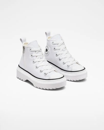 Converse Chuck Taylor All Star Lugged Lift Platform Kids' Canvas Shoes White / Black NZ | C-08613759