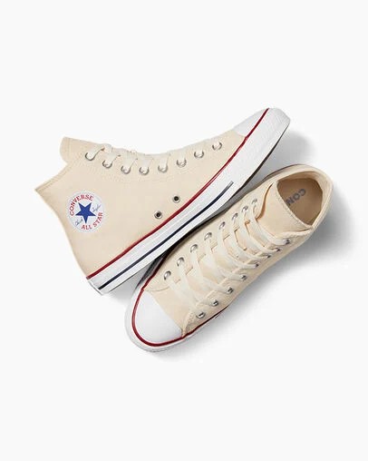Converse Chuck Taylor All Star Men Canvas Shoes Beige White NZ | C-72956319