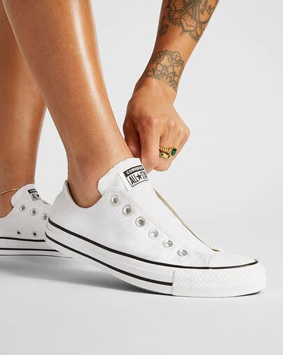 Converse Chuck Taylor All Star Men Slip On Shoes White / Black NZ | C-41506399