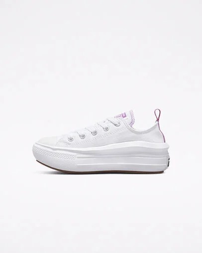 Converse Chuck Taylor All Star Move Kids' Platform Shoes White / Purple NZ | C-56719209