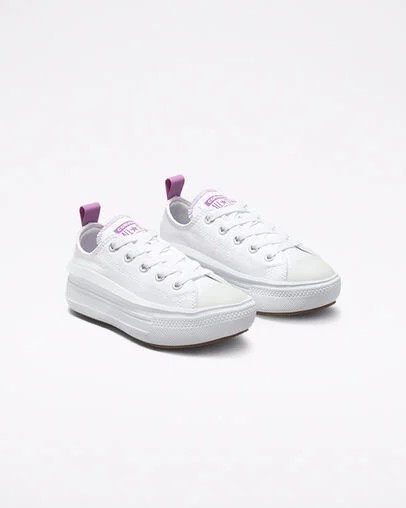 Converse Chuck Taylor All Star Move Kids' Platform Shoes White / Purple NZ | C-56719209
