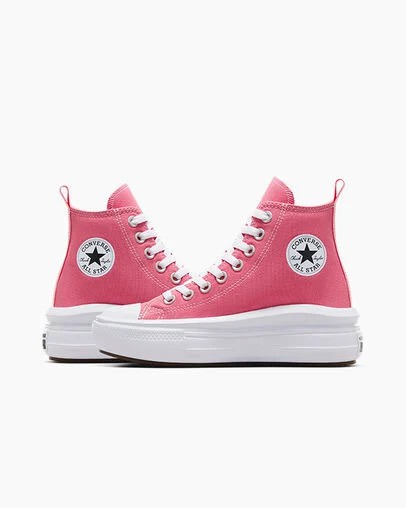 Converse Chuck Taylor All Star Move Platform Kids' Canvas Shoes Pink / White / Black NZ | C-26537919