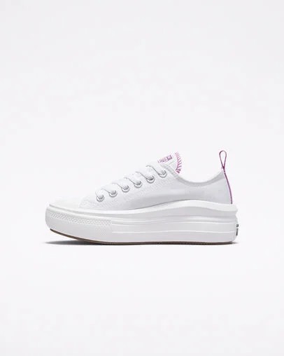 Converse Chuck Taylor All Star Move Platform Kids' Canvas Shoes White / Purple NZ | C-27439819