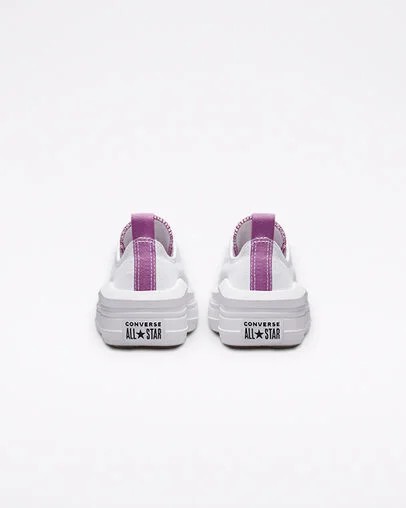 Converse Chuck Taylor All Star Move Platform Kids' Canvas Shoes White / Purple NZ | C-27439819