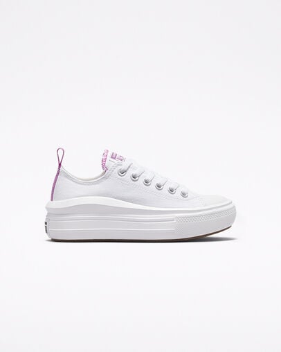 Converse Chuck Taylor All Star Move Platform Kids\' Canvas Shoes White / Purple NZ | C-27439819