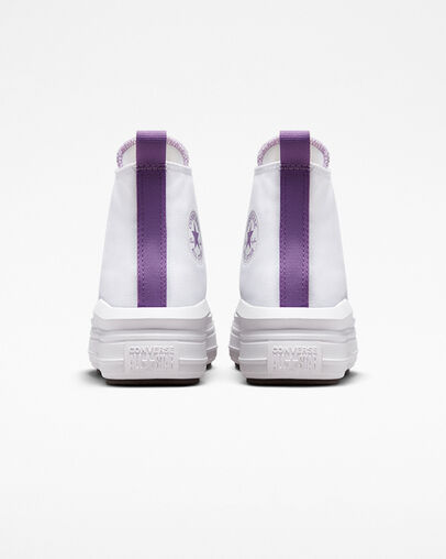 Converse Chuck Taylor All Star Move Platform Kids' Canvas Shoes White / Purple NZ | C-69452319