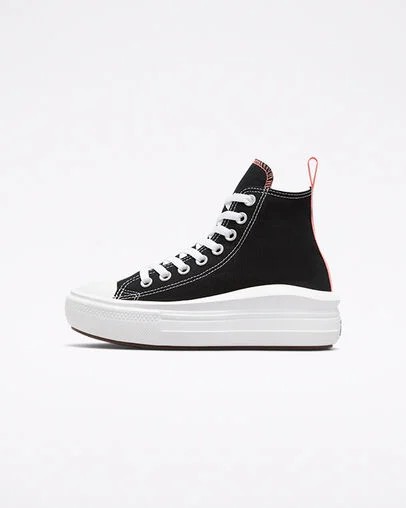 Converse Chuck Taylor All Star Move Platform Kids' Canvas Shoes Black / Pink Light Blue / White NZ | C-92815469