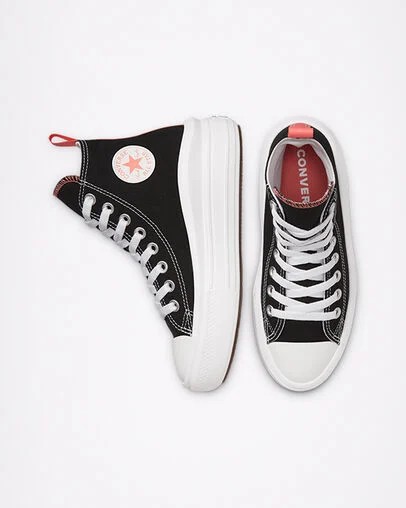 Converse Chuck Taylor All Star Move Platform Kids' Canvas Shoes Black / Pink Light Blue / White NZ | C-92815469