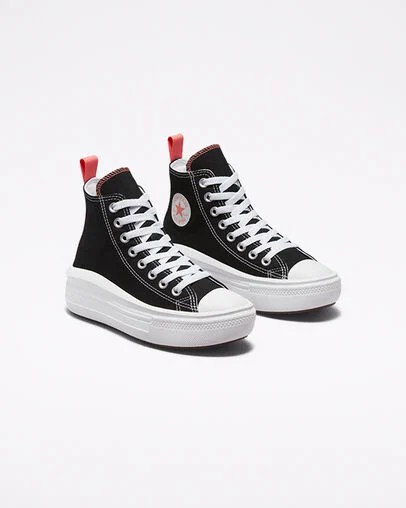Converse Chuck Taylor All Star Move Platform Kids' Canvas Shoes Black / Pink Light Blue / White NZ | C-92815469