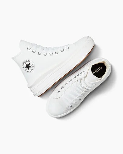 Converse Chuck Taylor All Star Move Women Platform Shoes White / Beige White / Black NZ | C-83529609