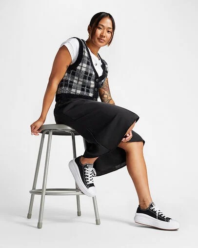 Converse Chuck Taylor All Star Move Women Platform Shoes Black / White NZ | C-16837529