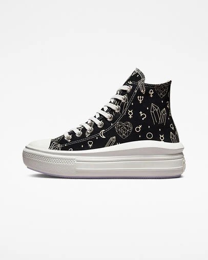 Converse Chuck Taylor All Star Move Women Platform Shoes Black / Beige White NZ | C-21056739