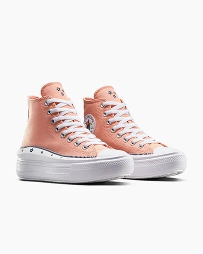 Converse Chuck Taylor All Star Move Women Platform Shoes Coral / White NZ | C-86143059