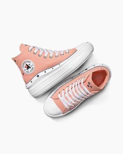 Converse Chuck Taylor All Star Move Women Platform Shoes Coral / White NZ | C-86143059