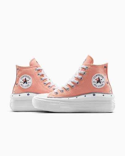 Converse Chuck Taylor All Star Move Women Platform Shoes Coral / White NZ | C-86143059